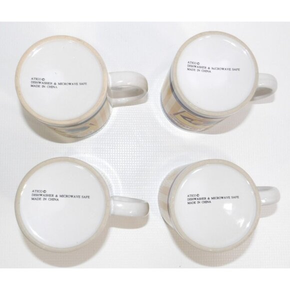 ATICO 12 oz Retro ceramic coffee cups mugs microwave & dishwasher safe set of 4 - Picture 5 of 5
